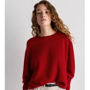 Mongolian Cashmere Batwing Sweater - varsity red